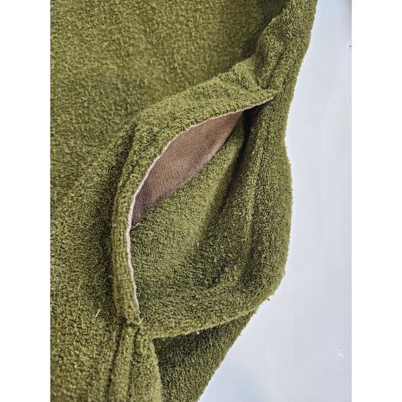 Kavu Green/Tan Men's Terry Fleece Jacket Zip Pocket Elbow Patches Large - Picture 8 of 11